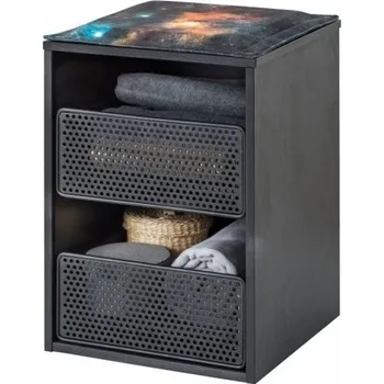 Šatní skříň Kontejner do šatní skříně Nebula - černá/šedá