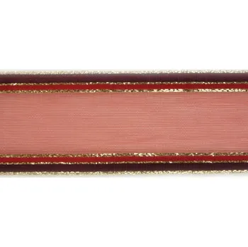 Stuha Plátnová stuha s metaloplastem, monofilem a vlascem, 40 mm, červeno-fialová