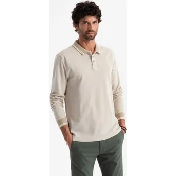 Ombre Clothing Bavlněná zajímavá písková polokošile V4 OM-POLS-0129