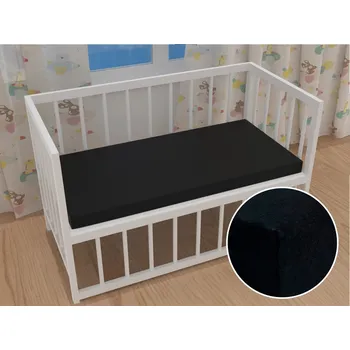 Prostěradlo Dětské jersey napínací prostěradlo do postýlky JR-030 Černé 60 x 120 x 10 cm - do postýlky