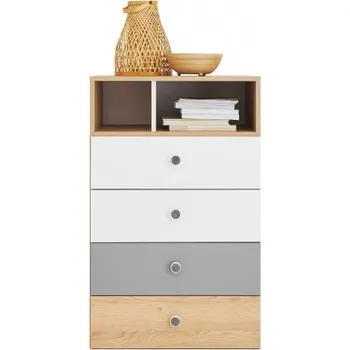 Komoda Vysoká komoda Eragon - dub/bílá/šedá