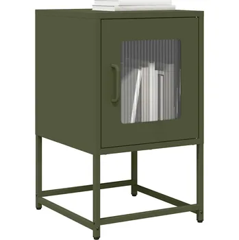 Noční stolek vidaXL Noční stolek olivově zelený 36x39x60,5 cm ocel