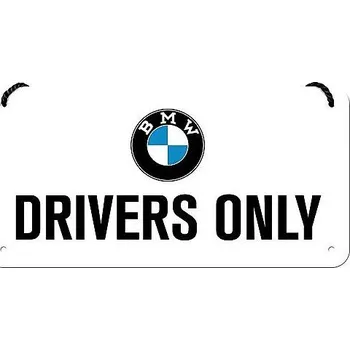 Plechová cedule Retro cedule BMW Drivers Only (bílá) 20x10cm
