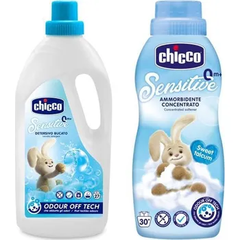 Prací prostředek CHICCO Prostředek prací dětský Sensitive 1,5 l + Aviváž konc. Sladký Pudr 750 ml