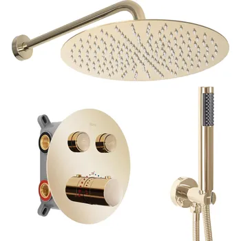 Sprchový set Podomítková sprchová sada REA LUNGO MILER s termostatem + box zlatá