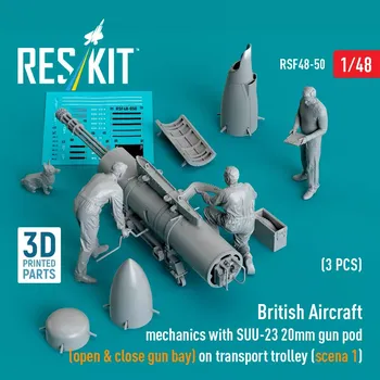 Plastikový model Reskit 1/48 British Aircraft mech. w/ SUU-23 20mm (3 fig)
