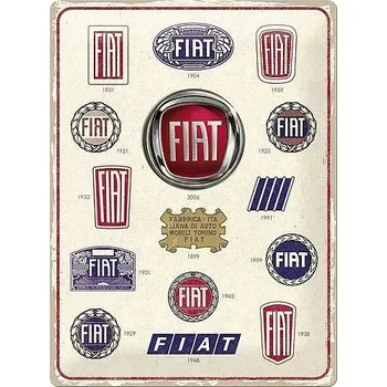Plechová cedule Retro cedule - Fiat 500 (Logo Evolution) 30x40cm