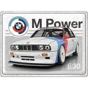 Plechová cedule Retro cedule BMW Motorsport M Power E30 30x40cm