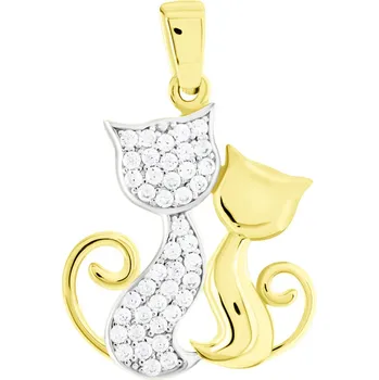 Přívěsek GEMMAX Přívěsek Kočičky ze žluto-bílého zlata se zirkony – zlatý šperk ryzosti 585/1000 v Dárkovém balení s Certifikátem GLPCB-03206