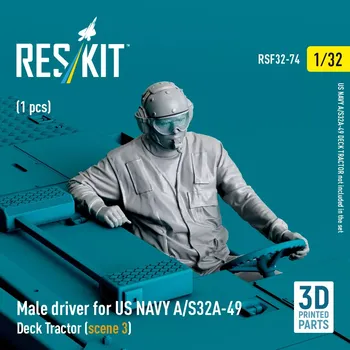 Plastikový model Reskit 1/32 Male driver US NAVY A/S32A-49 Deck Tractor 3