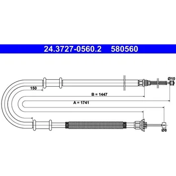 Lanko parkovací brzdy Tažné lanko, parkovací brzda ATE 24.3727-0560.2