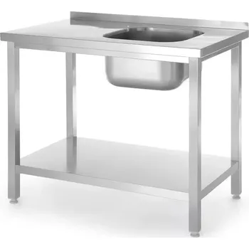 Nerezový dřez Mycí stůl s dřezem vlevo a policí – Budget Line – 1000x600x850 mm | Hendi 817025