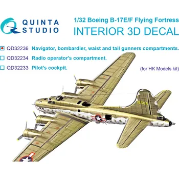 Plastikový model Quinta studio 1/32 Boeing B-17E/F Navig.,bombardier,waist&tail
