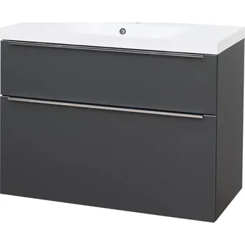 Koupelnový nábytek Mereo Mailo, koupelnová skříňka s umyvadlem z litého mramoru 101 cm, antracit, chrom madlo CN532M