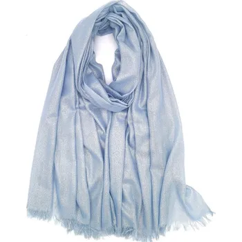 Šála Classic Scarf Modrá stříbrná viskózová šála, pléd přes ramena na šaty, na svatbu a party XXL 200x100 cm