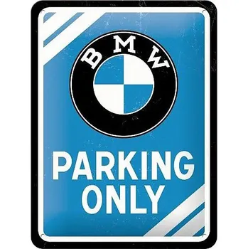 Plechová cedule Retro cedule BMW Parking Only 15x20cm, modrá
