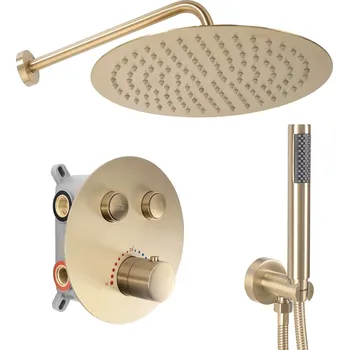 Podomítková sprchová sada REA LUNGO MILER s termostatem + box matně zlatá