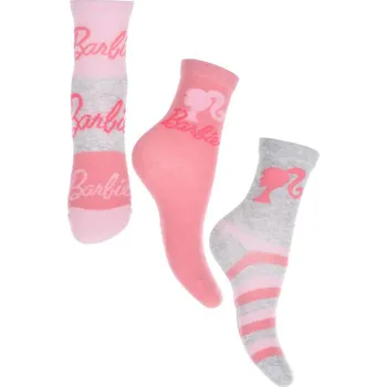 Sada růžovo-šedých dívčích ponožek Mattel - Barbie Velikost: 31/34