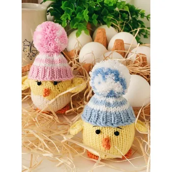 Velikonoční dekorace BRIMOON Kuřátko s čepicí pletené Barva: Růžová