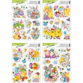 Velikonoční dekorace MFP okenní fólie velikonoční VE011 30x42cm s glitrem 2221781