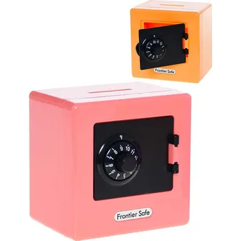 Pokladnička Pokladnička/trezor/dětská kasička z plastu s odemykáním na číselný kód 9 x 9 cm mix barev