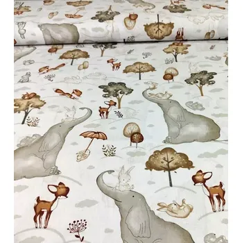 Bavlněná látka slon se zajícem | RTex