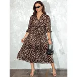 Dámské midi šaty s leopardím vzorem LEOPRINTI EY2548 Velikost: ONE SIZE