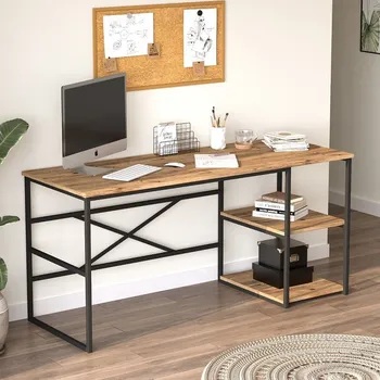 Psací stůl TIPTON industriální psací stůl 28, borovice/černý kov