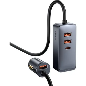 Náhradní kabel k notebooku Baseus Rychlonabíječka do auta 3xUSB/1xUSB-C120W s prodlužovacím kabelem 1,5m šedý