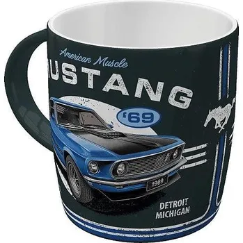 Retro keramický hrnek Ford Mustang 1969 Mach 1 Blue