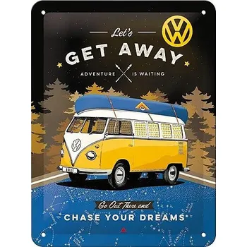 Plechová cedule Retro cedule Volkswagen - Let's Get Away 15x20cm