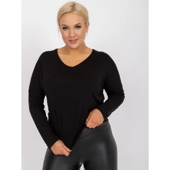 Dámská halenka Dámská halenka s dlouhými rukávy hladká plus size ELISA černá