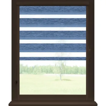 Roleta Dekodum Roleta den a noc v hnědé kazetě premium, barva látky Safír Šířka (cm): 37, Výška (cm): Standardní (do 150 cm), Strana mechanismu: Levá