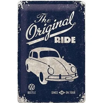Plechová cedule Retro cedule Volkswagen - The Original Ride (modrá) - 20x30cm