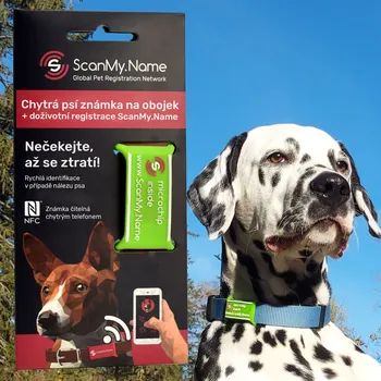 psí známka Výprodej - ScanMy.Name chytrá psí známka s čipem - Zelená