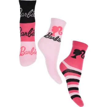 Dívčí oblečení Sada růžovo-černých dívčích ponožek Mattel - Barbie Velikost: 27/30