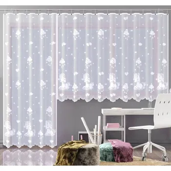 Hotová záclona nebo balkonový komplet, Jednorožec, bílá