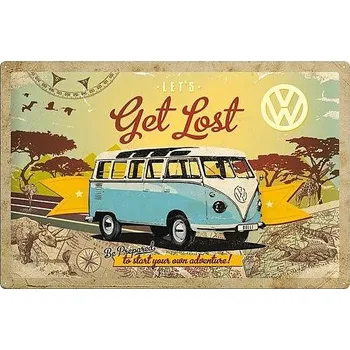 Plechová cedule Retro cedule - Volkswagen Bulli - Let's Get Lost 40x60cm