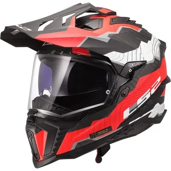 Helma na motorku LS2 Helmets LS2 MX701 EXPLORER C TRICK WHITE RED-06 - S