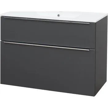 Koupelnový nábytek Mereo Mailo, koupelnová skříňka s keramickým umyvadlem 101 cm, antracit, chrom madlo CN532