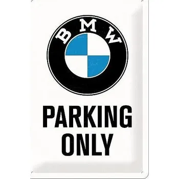 Plechová cedule Retro cedule BMW Parking Only 20x30cm, bílá