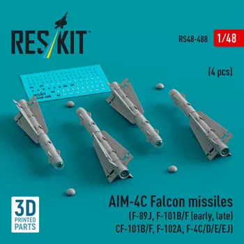 Plastikový model Reskit 1/48 AIM-4C Falcon missiles (4 pcs.)