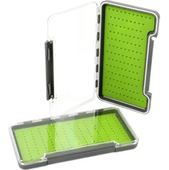 Pouzdro na rybářské vybavení Vodotěsná krabička na mušky Leichi Slim se silikonovou vložkou velká čirá a šedá