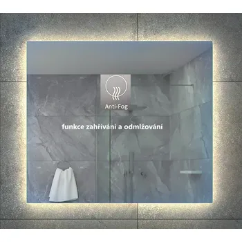 Zrcadlo Besteco Koupelnové LED Zrcadlo BASIC 80 x 70 x 3 cm, Integrované Odmlžování (Anti-Fog), Osvětlení 4000 K, Hliníkový Eloxovaný Rám, Ovládání Externím Vypínačem, IP44