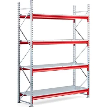 Dílenský regál Skladový regál TOUGH, 2500x1900x600 mm, 4 plechové police