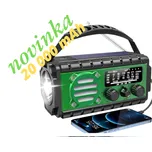 Green Power Nouzové rádio a powerbanka 20 000 mAh, USB-C, AM-FM-SW, solární s dynamem, svítilnou a dobíjením mobilu. Úložný pytlík zdarma