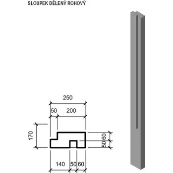 Příslušenství pro plot DITON LINIE DŘEVA QUICK WALL WOOD Sloupek dělený rohový 180 DUB světlý - 25/11/270cm