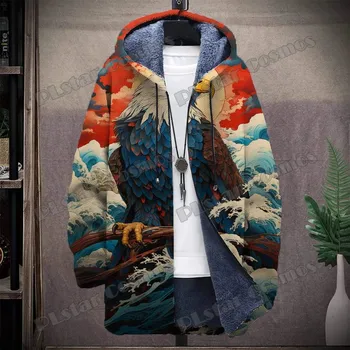 Pánská mikina Zimní mikina s 3D potiskem vlk zvířata CS518 Velikost: M, Barva (Varianta): Kabát s kapucí 4