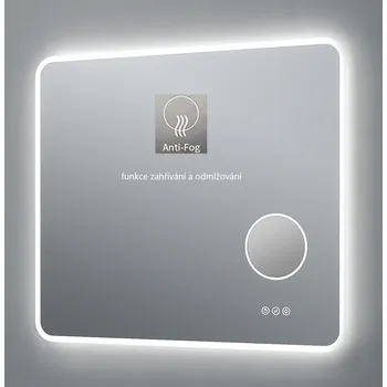 Zrcadlo Besteco Luxusní LED Zrcadlo BRIGHT AQUA s Nastavitelným Osvětlením a 5x Zvětšovací Lupou, 80 x 70 cm