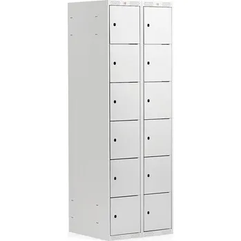 Šatní skříň Boxová šatní skříň CLASSIC, 2 sekce, 12 boxů, 1740x600x550 mm, šedá, šedé dveře